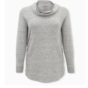 Torrid Super Soft Plush Cowl Neck Pullover Cozy Comfy Casual Heather Gray